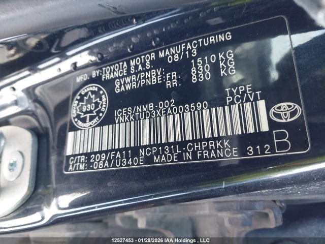Toyota YARIS LE 2014 VNKKTUD3XEA003590 Image 9