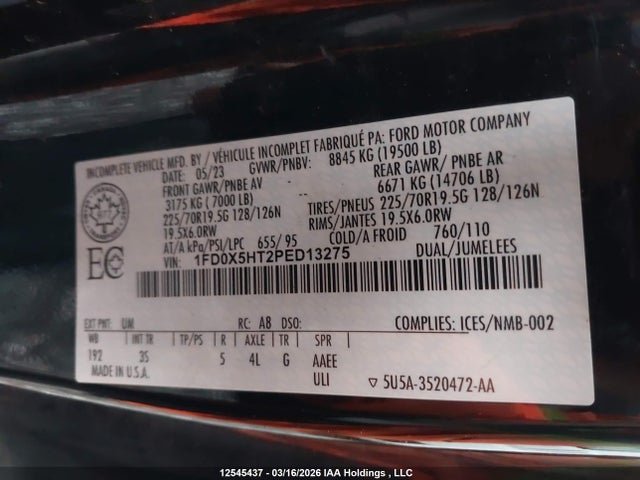 Продажа на аукционе авто 2023 Ford F-550 Chassis Xlt, vin: 1FD0X5HT2PED13275, номер лота: 12545437