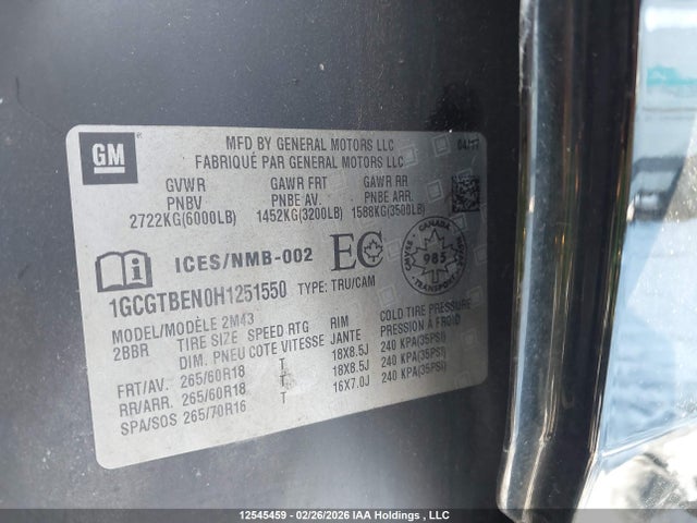1GCGTBEN0H1251550 Chevrolet Colorado Wt