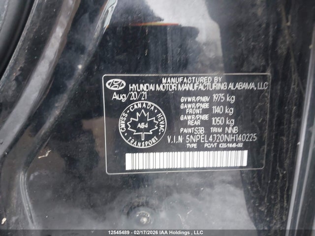 5NPEL4J20NH140225 Hyundai Sonata Luxury