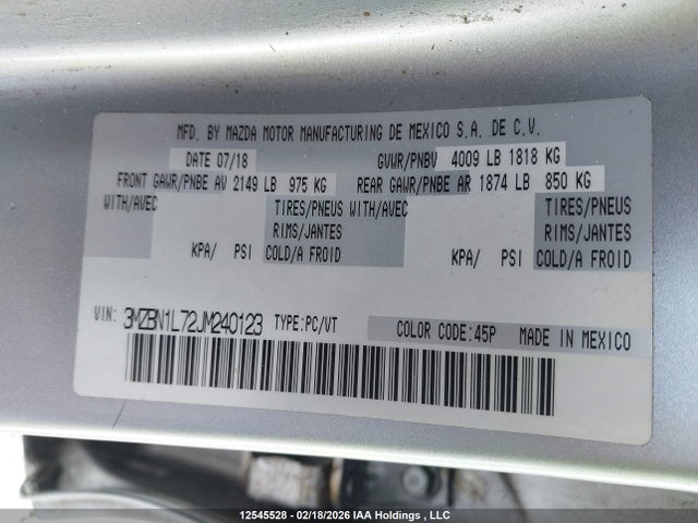 3MZBN1L72JM240123 Mazda Mazda3 50th Anniversary Edition/gs