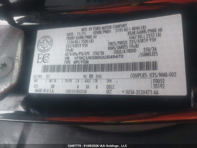 1FMCU9G90GUB49470 Ford ESCAPE SE