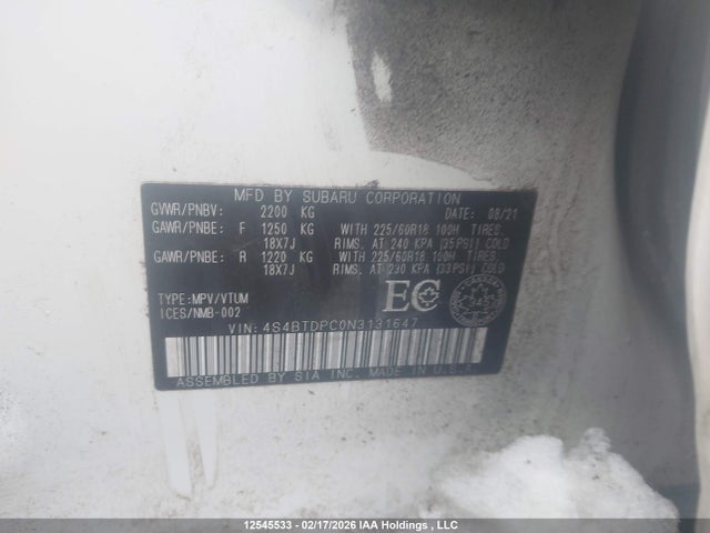 Продажа на аукционе авто 2022 Subaru Legacy Outback, vin: 4S4BTDPC0N3131647, номер лота: 12545533