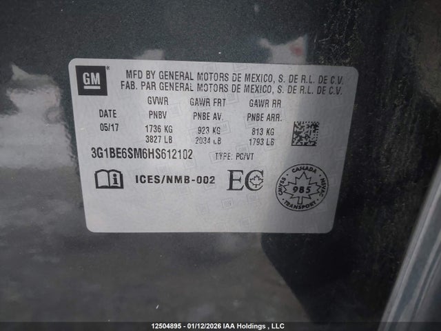 Chevrolet Cruze 2017 3G1BE6SM6HS612102 Image 9