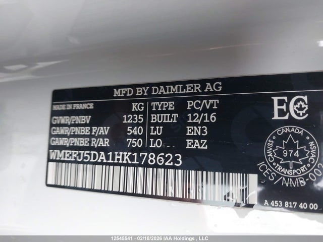 WMEFJ5DA1HK178623 Smart Fortwo Passion/prime/pure