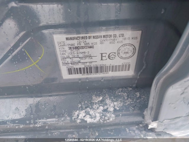 12545544 :رقم المزاد ، 3N1AB8CV3SY274440 vin ، 2025 Nissan Sentra Sv مزاد بيع