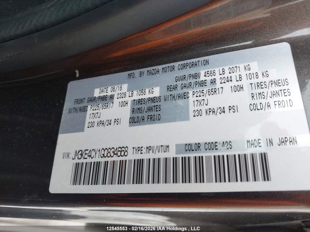 JM3KE4CY1G0834668 Mazda Cx-5 Touring