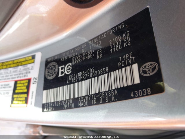 4T1B21HK7RU020858 Toyota Camry Hybrid Se
