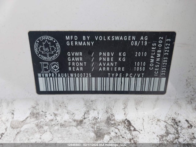 WVWPR7AU6LW900725 Volkswagen E-golf Comfortline