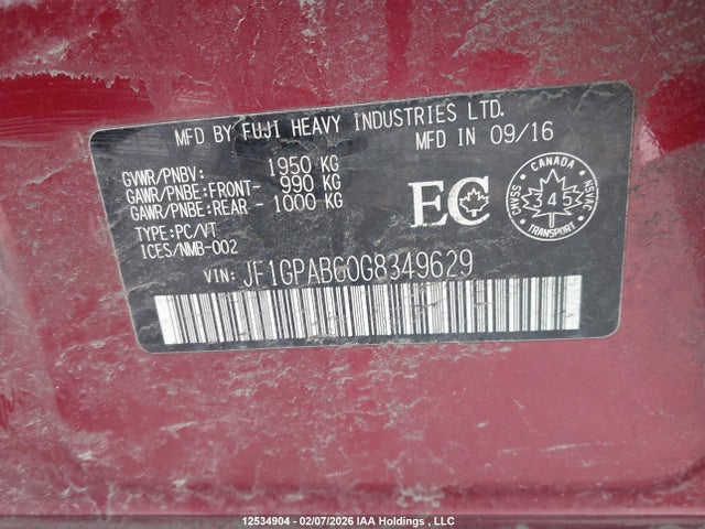 Subaru Impreza 2.0i Touring Package 2016 JF1GPAB60G8349629 Image 9
