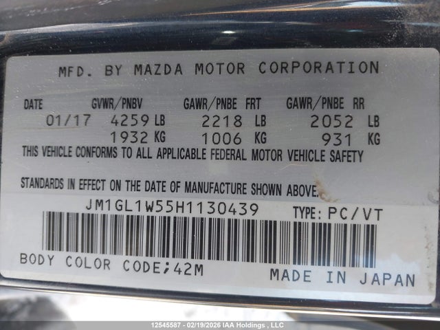 JM1GL1W55H1130439 Mazda 6 Grand Touring