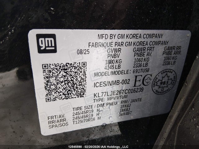KL77LJE26TC016239 Chevrolet Trax 2rs Fwd