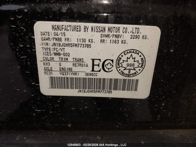 JN1BJ0HR5FM773785 Infiniti QX50