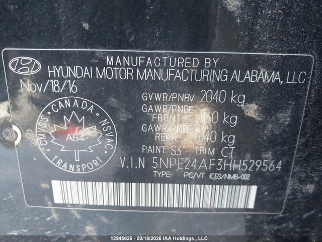 5NPE24AF3HH529564 Hyundai SONATA GL