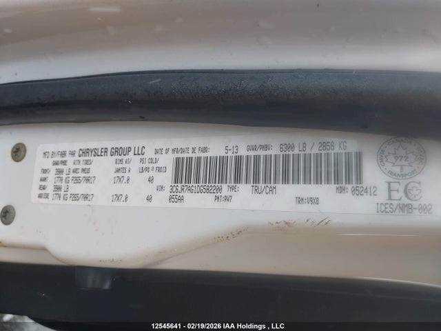 Продаж на аукціоні авто 2013 Ram 1500 St, vin: 3C6JR7AG1DG582200, номер лоту: 12545641