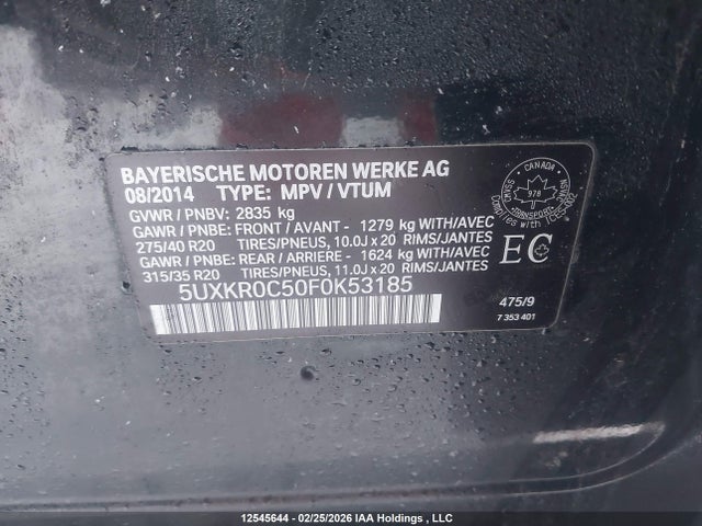 Aukcja sprzedaży 2015 Bmw X5 Xdrive35i, vin: 5UXKR0C50F0K53185, numer aukcji: 12545644