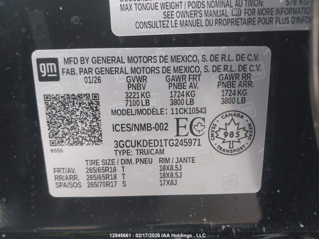 3GCUKDED1TG245971 Chevrolet Silverado K1500 Lt