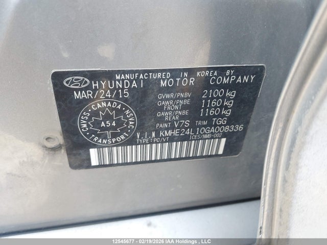 KMHE24L10GA008336 Hyundai Sonata Hybrid Hybrid