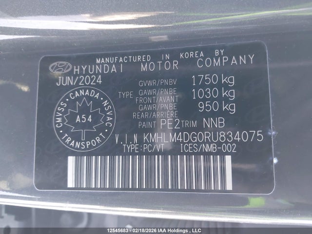 2024 Hyundai Elantra Sel მანქანა იყიდება აუქციონზე, vin: KMHLM4DG0RU834075, აუქციონის ნომერი: 12545683