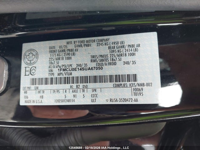 Ford Escape Hybrid 2025 1FMCU0E14SUA67050 Image 9