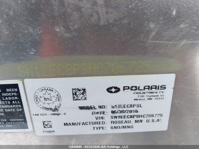 SN1EEC8P9HC706725 Polaris Polaris