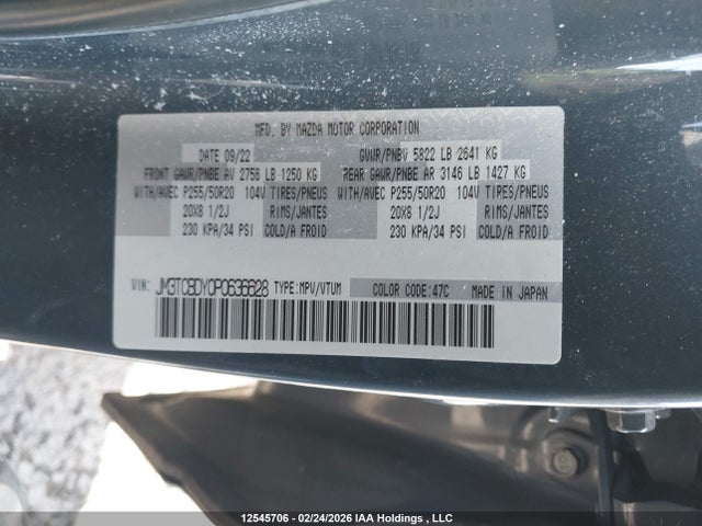 JM3TCBDY0P0636628 Mazda Cx-9 Grand Touring
