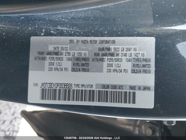 JM3TCBDY0P0636628 Mazda Cx-9 Grand Touring