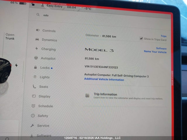 5YJ3E1EA4NF333123 Tesla MODEL 3