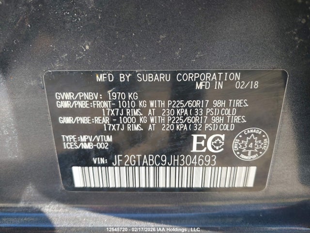 Subaru Crosstrek Premium 2018 JF2GTABC9JH304693 Image 9