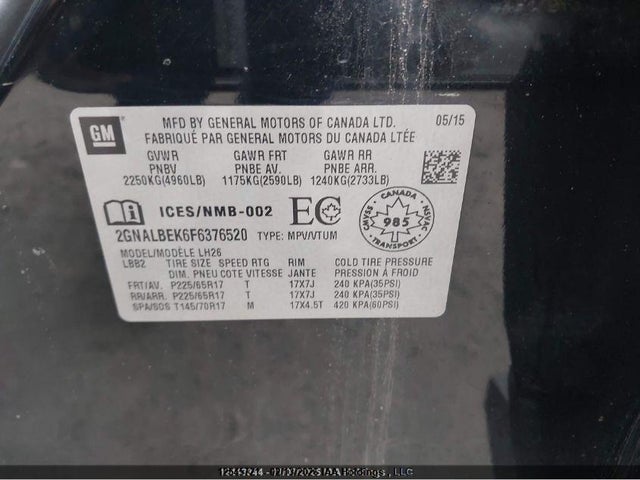 2GNALBEK6F6376520 Chevrolet EQUINOX LT