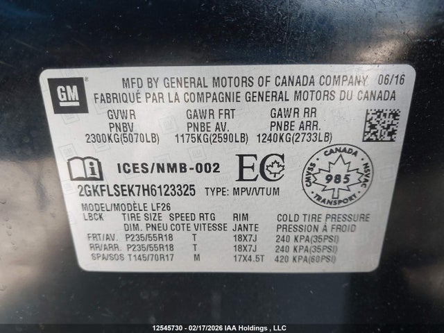 2GKFLSEK7H6123325 GMC Terrain Sle