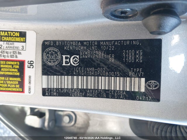 4T1G11BK0PU081015 Toyota Camry Se Night Shade/se
