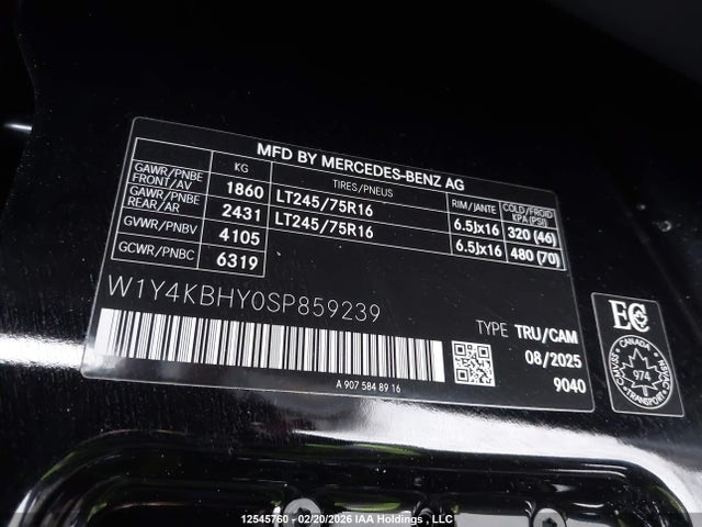 W1Y4KBHY0SP859239 Mercedes-Benz Sprinter 2500 Standard Roof 4-cyl Diesel