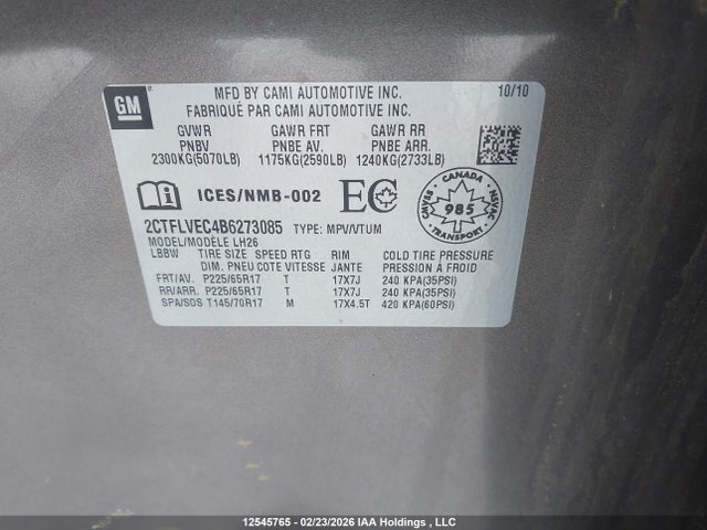 2011 Gmc Terrain Slt მანქანა იყიდება აუქციონზე, vin: 2CTFLVEC4B6273085, აუქციონის ნომერი: 12545765
