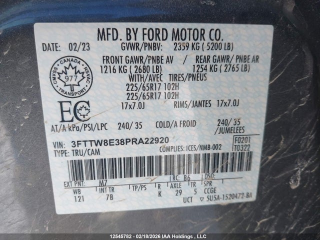 2023 Ford Maverick Xlt მანქანა იყიდება აუქციონზე, vin: 3FTTW8E38PRA22920, აუქციონის ნომერი: 12545782