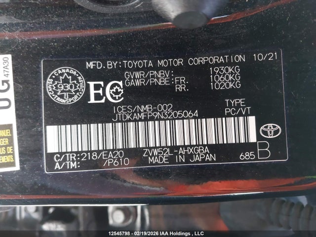 JTDKAMFP9N3205064 Toyota Prius Prime Upgrade
