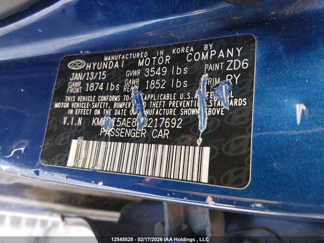 KMHCT5AE8FU217692 Hyundai ACCENT GS