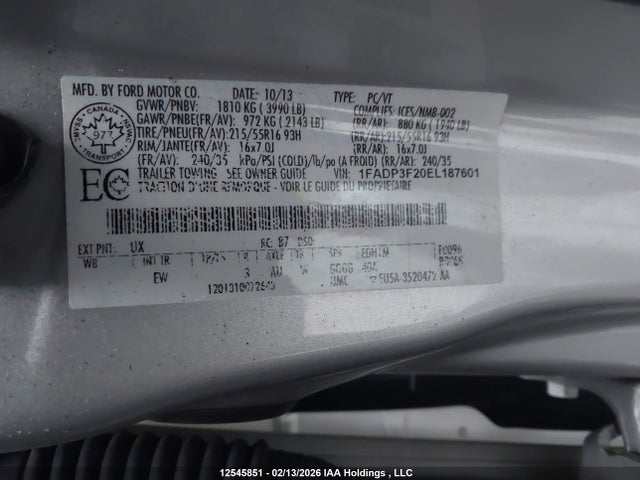 1FADP3F20EL187601 Ford FOCUS SE
