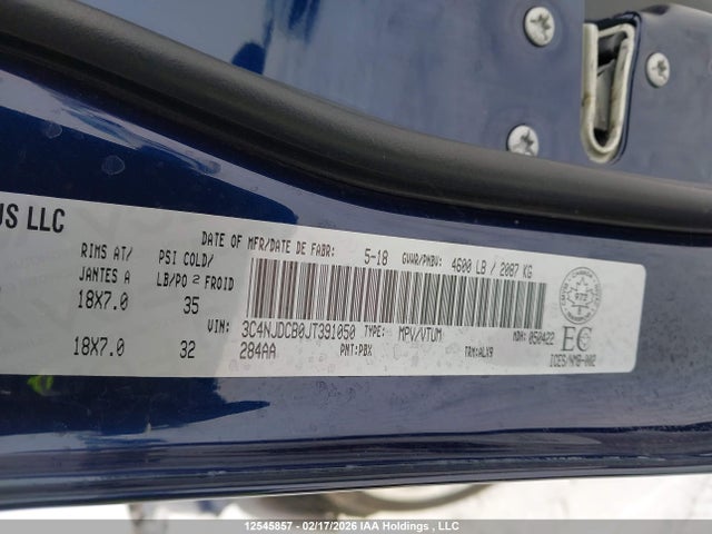 Продаж на аукціоні авто 2018 Jeep Compass Limited, vin: 3C4NJDCB0JT391050, номер лоту: 12545857