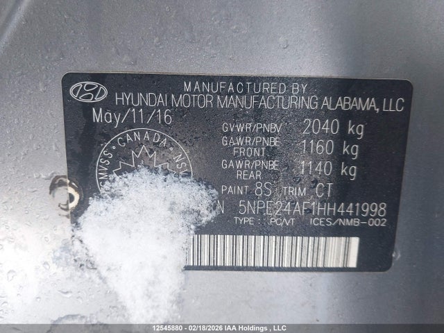 5NPE24AF1HH441998 Hyundai SONATA GLS