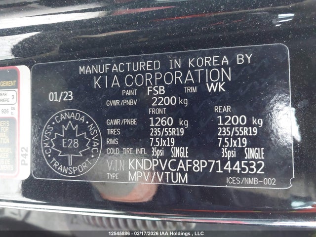 KNDPVCAF8P7144532 KIA Sportage Ex/ex Premium W/black Interior/ex Premium W/red Interior