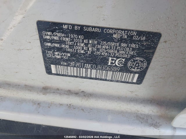 Продаж на аукціоні авто 2018 Subaru Crosstrek Limited, vin: JF2GTAMC0JH306989, номер лоту: 12545892