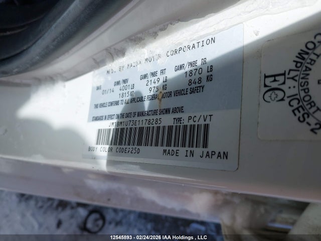 JM1BM1U73E1178285 Mazda Mazda3 Gx-sky