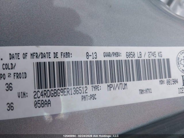 2C4RDGBG9ER136512 Dodge Grand Caravan Se/sxt