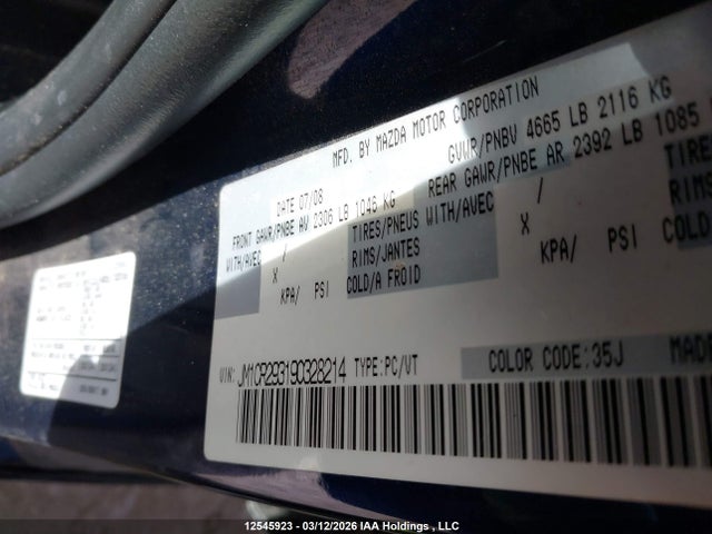Продаж на аукціоні авто 2009 Mazda 5, vin: JM1CR293190328214, номер лоту: 12545923