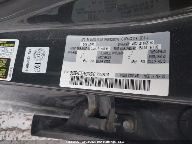 Продаж на аукціоні авто 2023 Mazda Mazda3 Gs, vin: 3MZBPAC79PM372380, номер лоту: 12545936