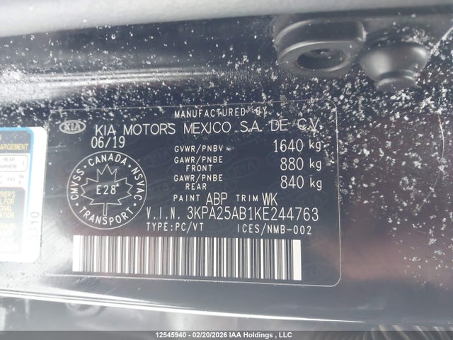 3KPA25AB1KE244763 KIA Rio Lx/lx+