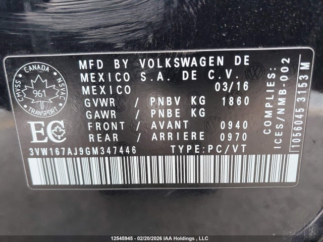 Volkswagen Jetta 2016 3VW167AJ9GM347446 Image 9