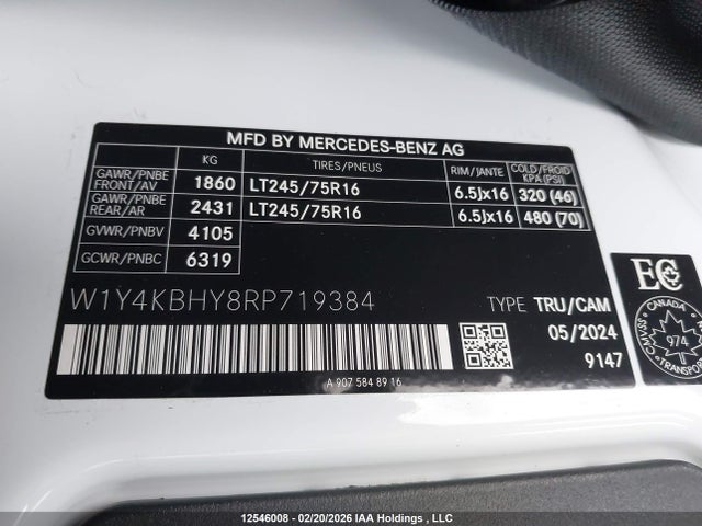 W1Y4KBHY8RP719384 Mercedes-Benz Sprinter 2500 High Roof 4-cyl Diesel/standard Roof 4-cyl Diesel