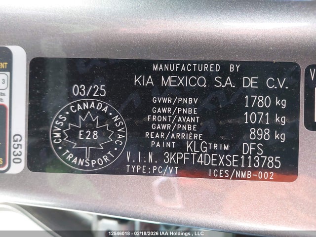 Продаж на аукціоні авто 2025 Kia K4 Lx, vin: 3KPFT4DEXSE113785, номер лоту: 12546018